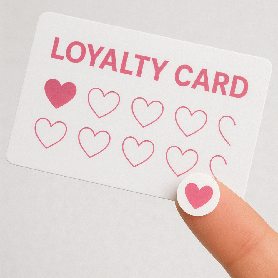 Adesivo Cartão Fidelidade Cliente Coração Emoj Cartela Etiquetas