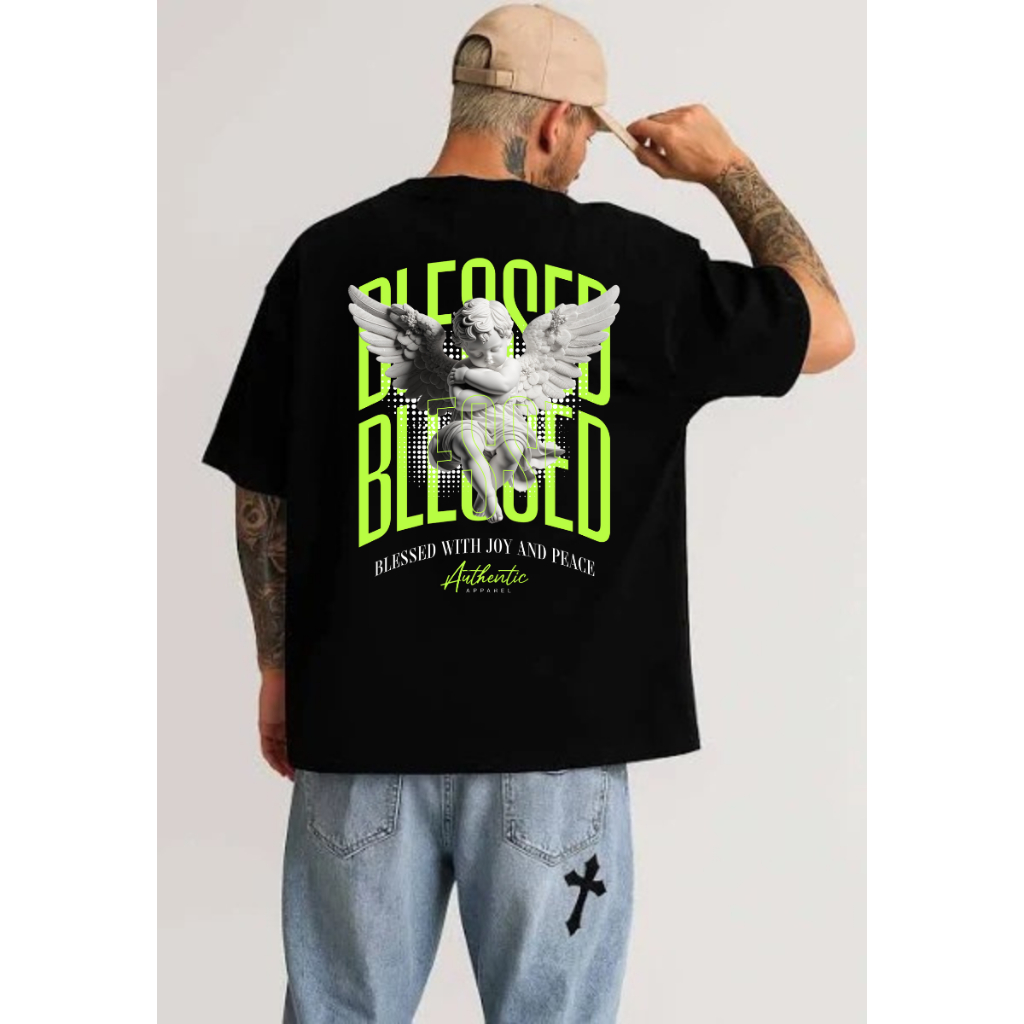 Camiseta Oversized Academia Unissex 100% Algodão – Modelo "Anjo Blesse Authentic" | Conforto e Estilo para seu Treino