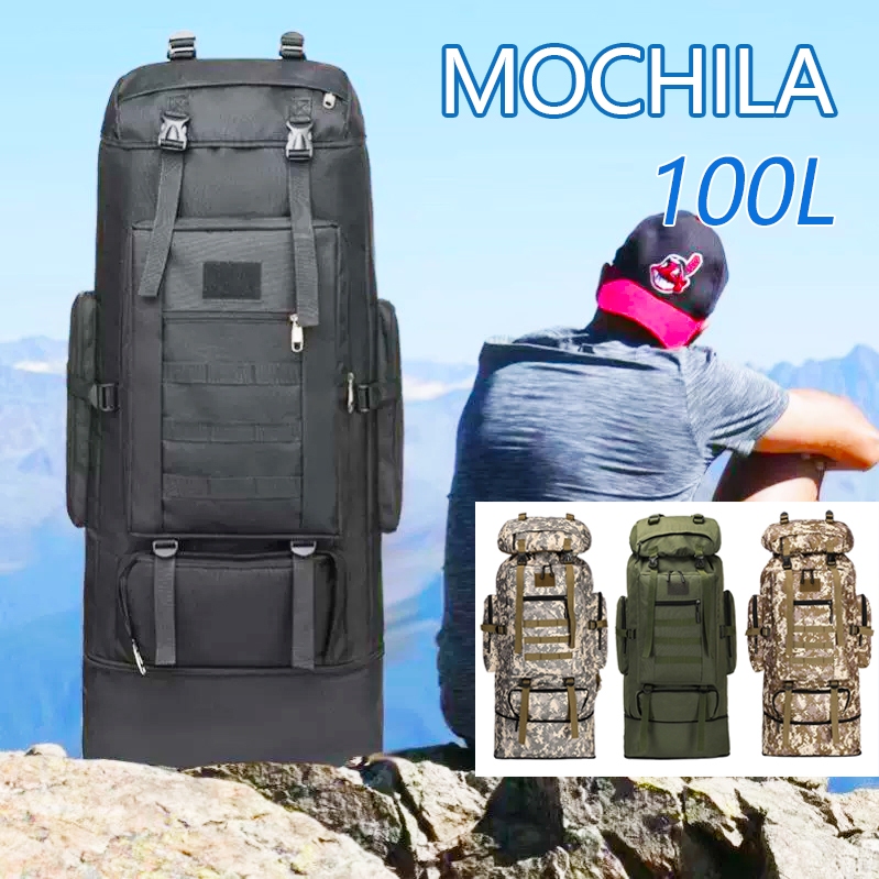 Mochila 100L de Lona Masculina Grande Reforçada Impermeável Camping Qualidade Resistênte Viagem em Oferta na Shopee