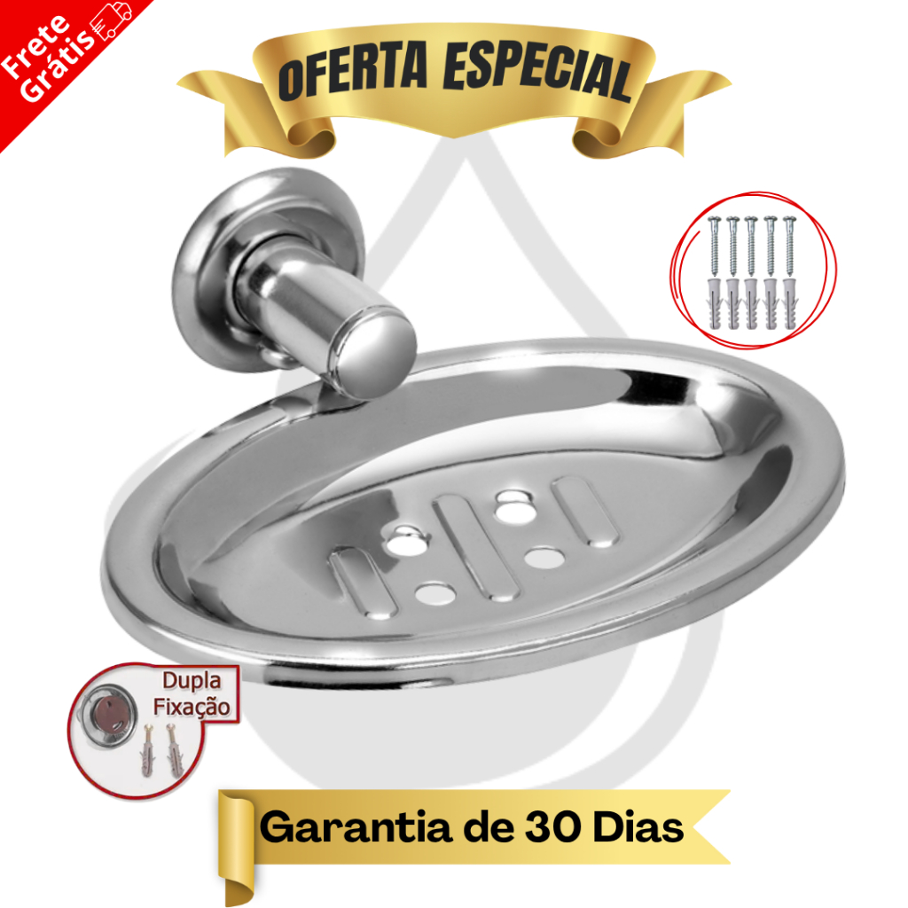 Saboneteira Inox Banheiro Porta Sabonetes Fixação Dupla Anti Ferrugem Cromada em Oferta na Shopee