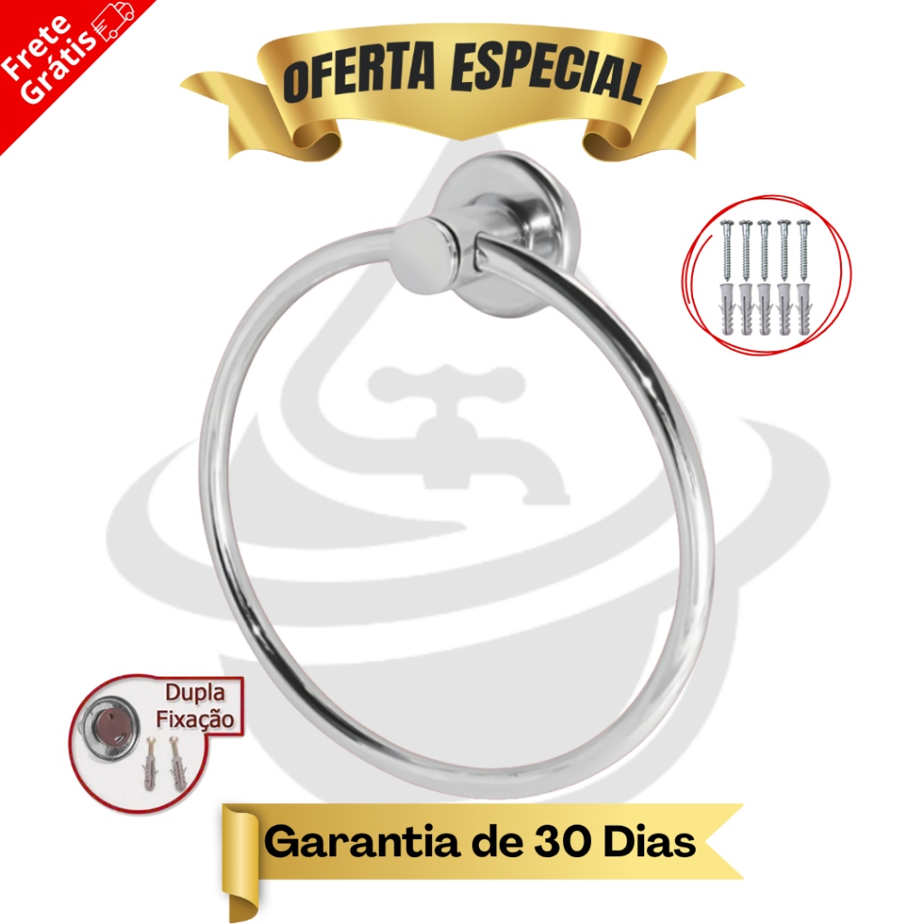 Porta Toalhas Toalheiro Argola Inox Banheiro Suporte Para Toalhas Anti Ferrujem Fixação Dupla