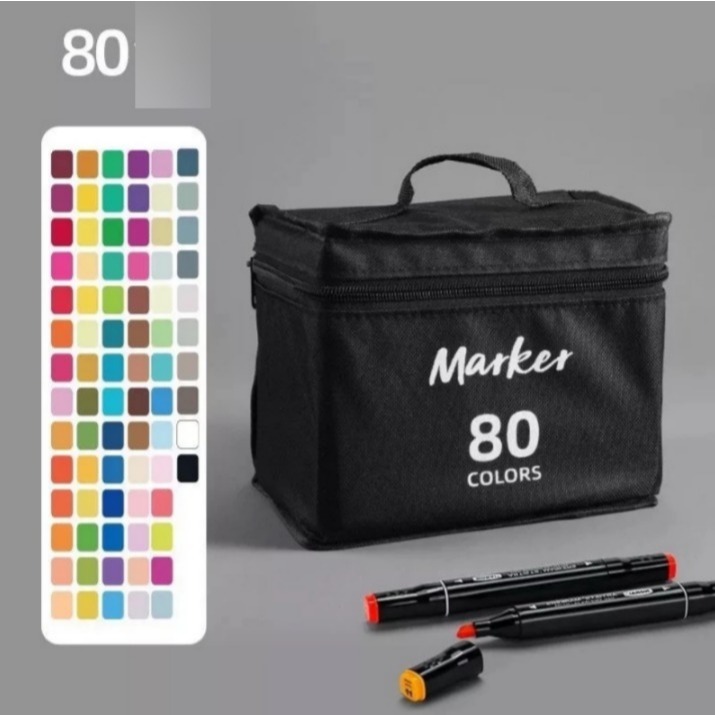 Estojo Com 80 Unidades Canetas Marcadoras Cores Vibrantes Cabeça Dupla Secagem Rápida em Oferta na Shopee