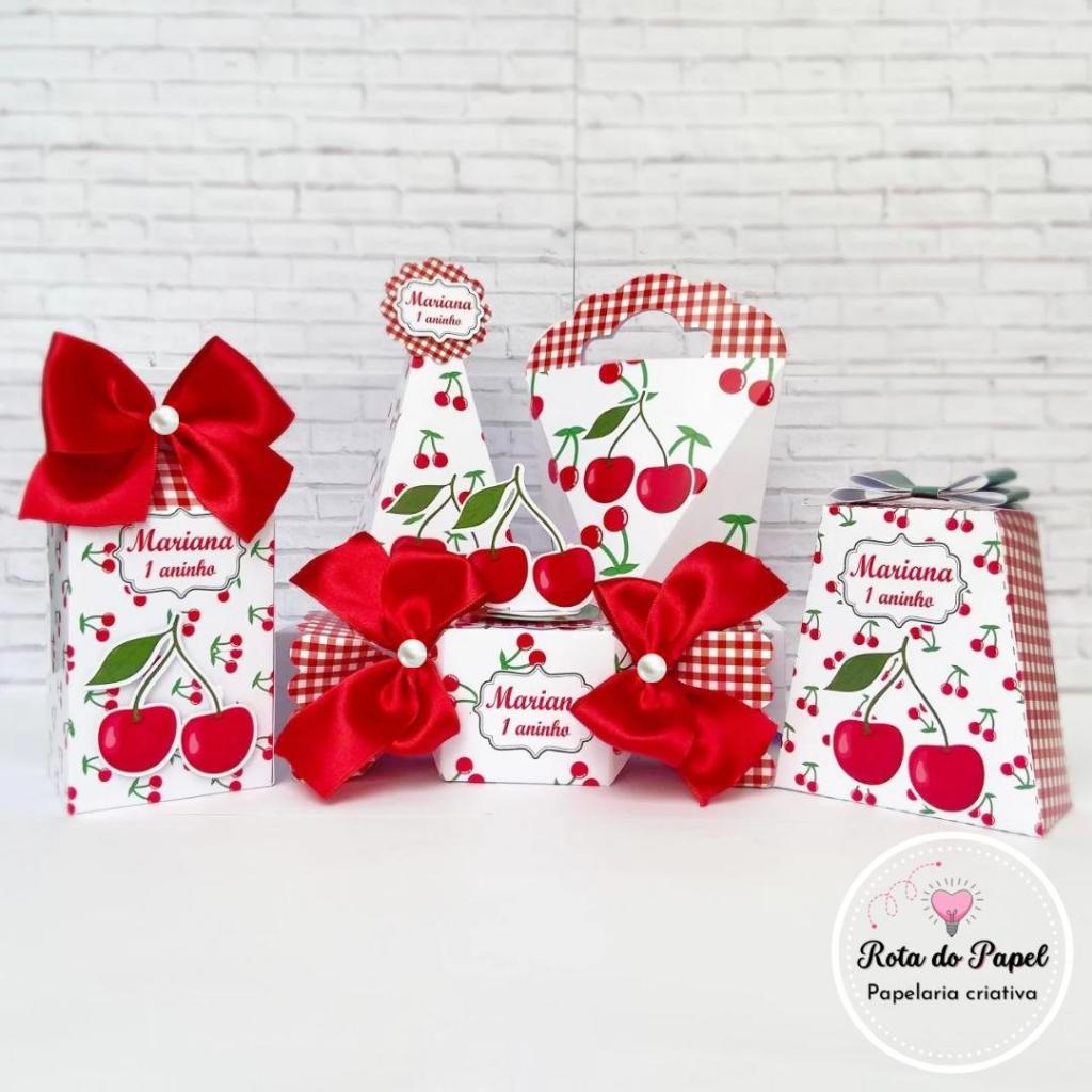 Kit Caixinhas Personalizadas Festa Infantil | Lembrancinha Tema Cerejinha/Cereja
