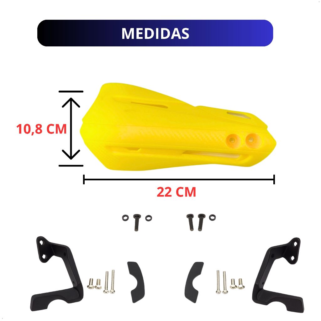 Protetor Mão Rx Moto Amarelo Manopla Punho Nylon Kit Com 2 — imagem 2 de 2