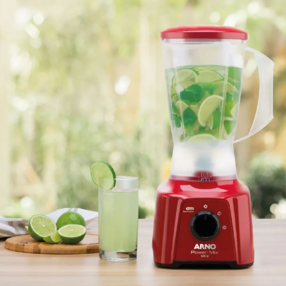 Liquidificador Arno Power Mix 550w LQ11 Vermelho 2L de capacidade - Lâminas Zelkrom - 127v