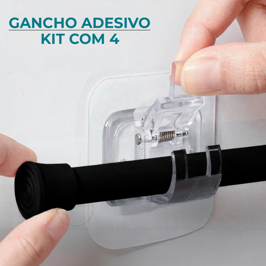 Kit Ganchos Adesivos Suporte Varão Cortina Suspensão Versátil