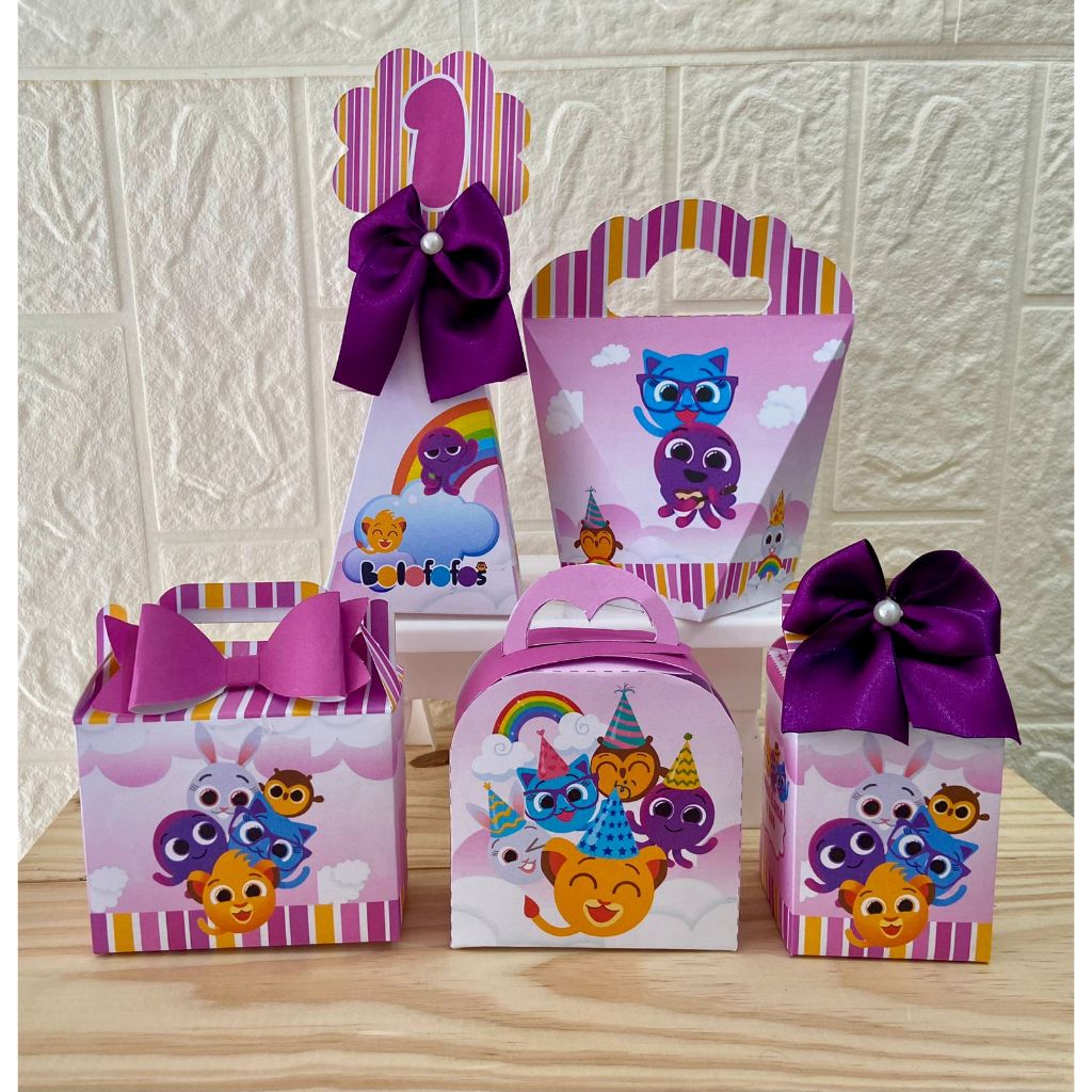 Kit Festa Bolofofos Menina  Personalizados Lembrancinhas Caixinhas Para Festa PEGUE E MONTE