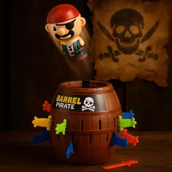 Jogo Pulo do Pirata De Mesa Tabuleiro Brinquedo Para Crianças Em Dupla Barril Grande Dutoys