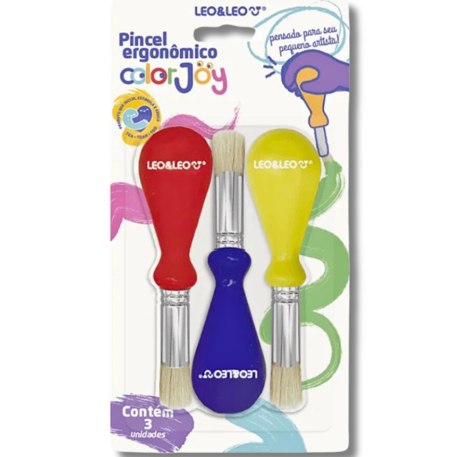 Pincel Ergonômico Color Joy C/3 Unidades LEO&LEO
