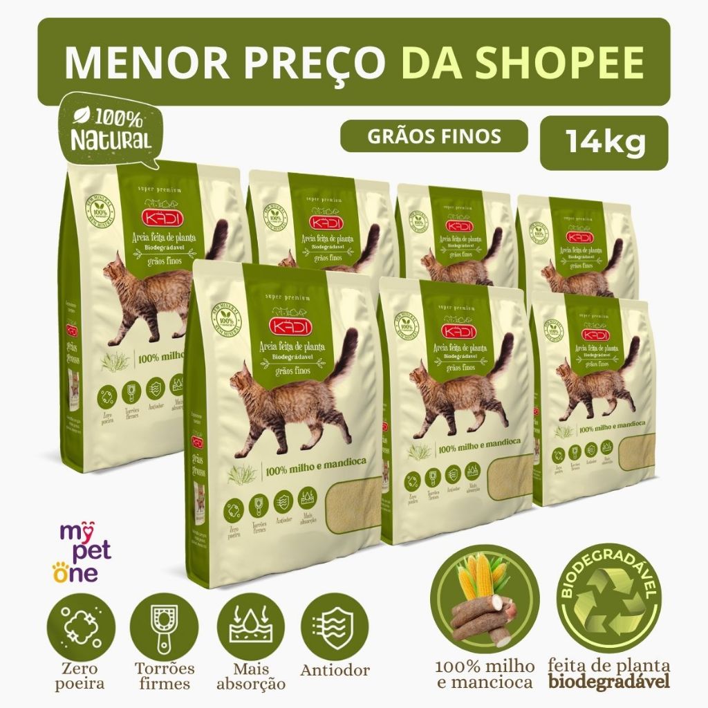 Kit 7 Areia Biodegradável 2 Kg Grãos Mistos - Kadi