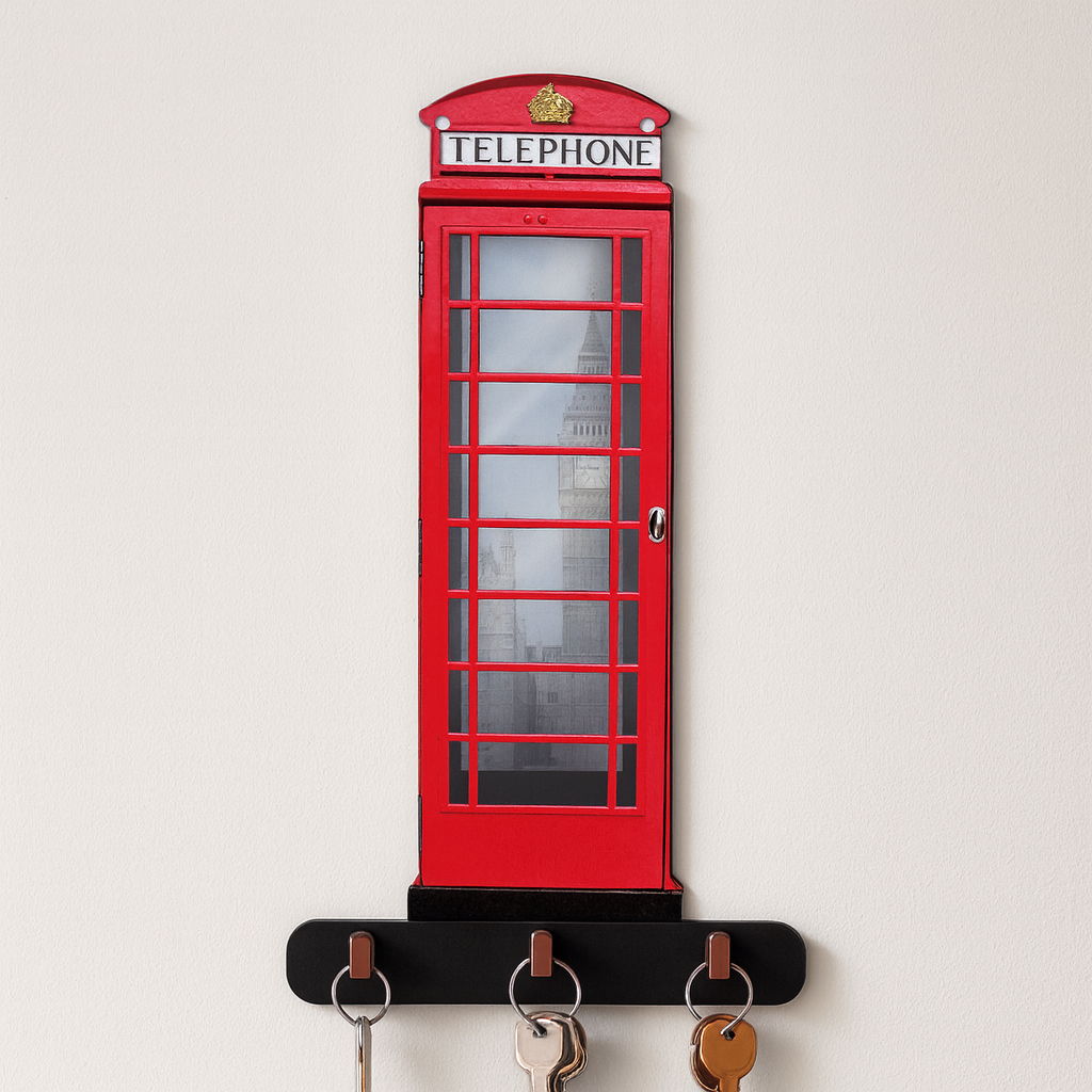 Porta Chaves - Cabine Telefônica em MDF 19X10 CM Enfeite Para Parede