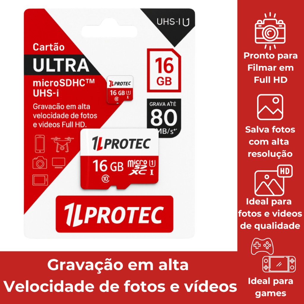 MicroSD 16GB Classe 10 - Rápido, Compacto e Eficiente