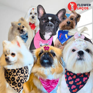 kit com 02 Bandanas Pet Sortidas para Cachorros e Gatos