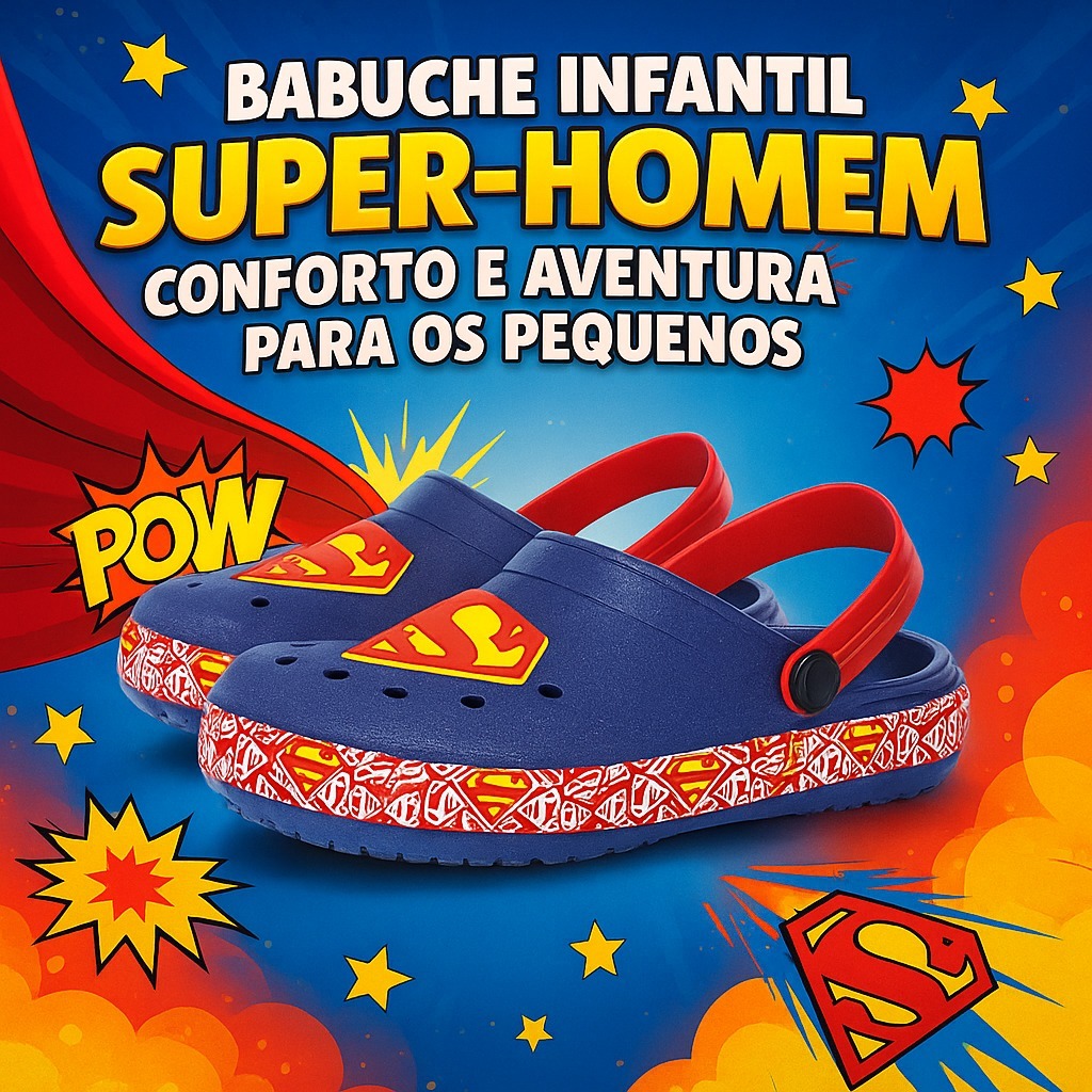 Babuche Super Man Infantil Chinelo Super Homem Sandália Slide Leve em Oferta na Shopee