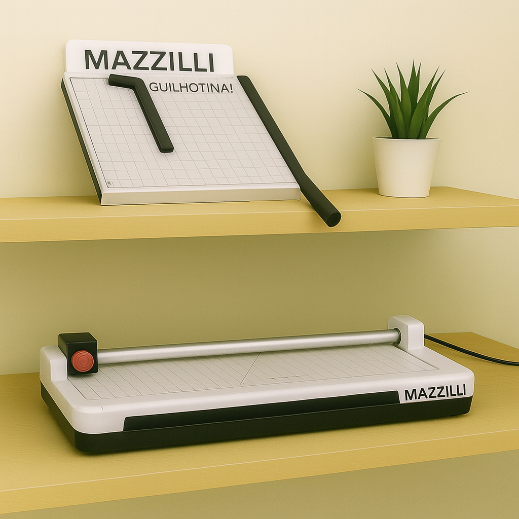 Kit Plastificadora Refiladora 3x1 A4 + Guilhotina Cortadora Com Trava Kp11 em Oferta na Shopee