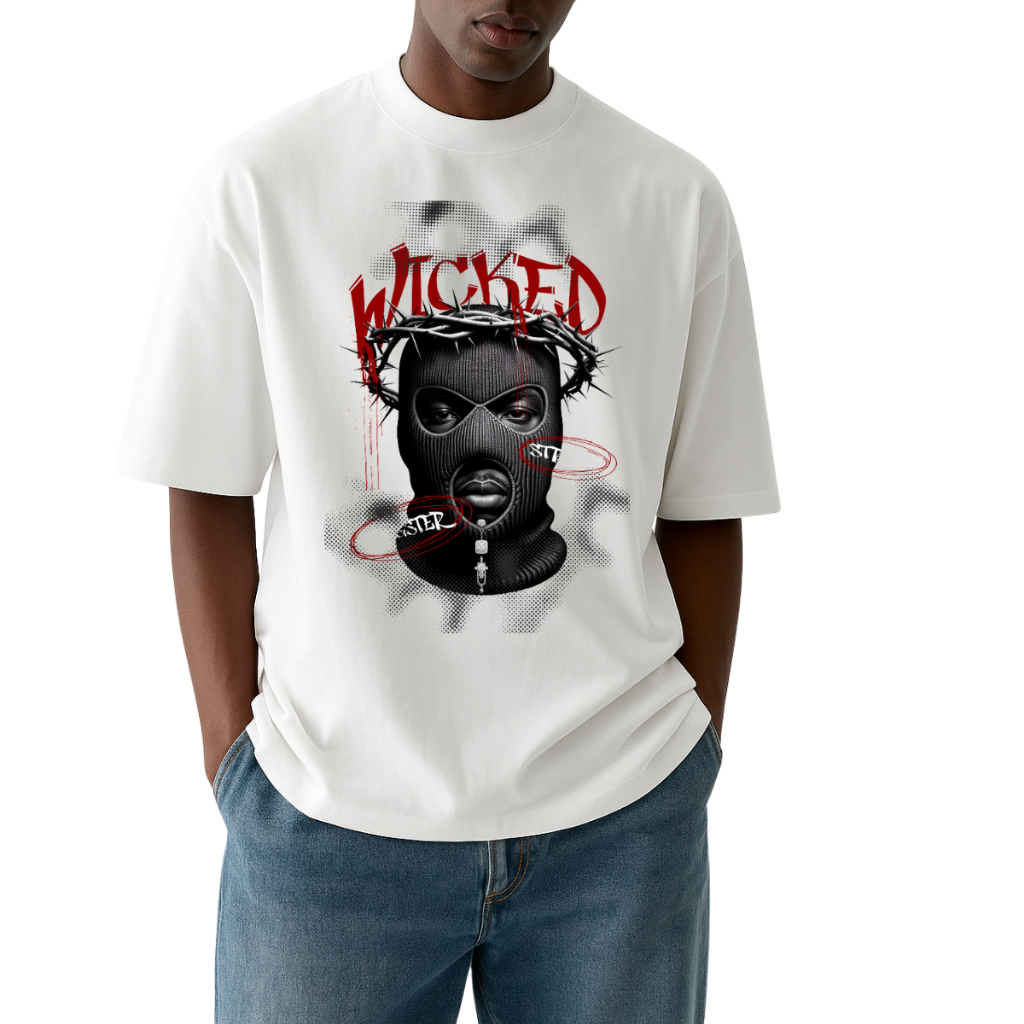 Camiseta Oversized Academia Unissex 100% Algodão – Modelo "Máscarado Wicked" | Conforto e Estilo para seu Treino