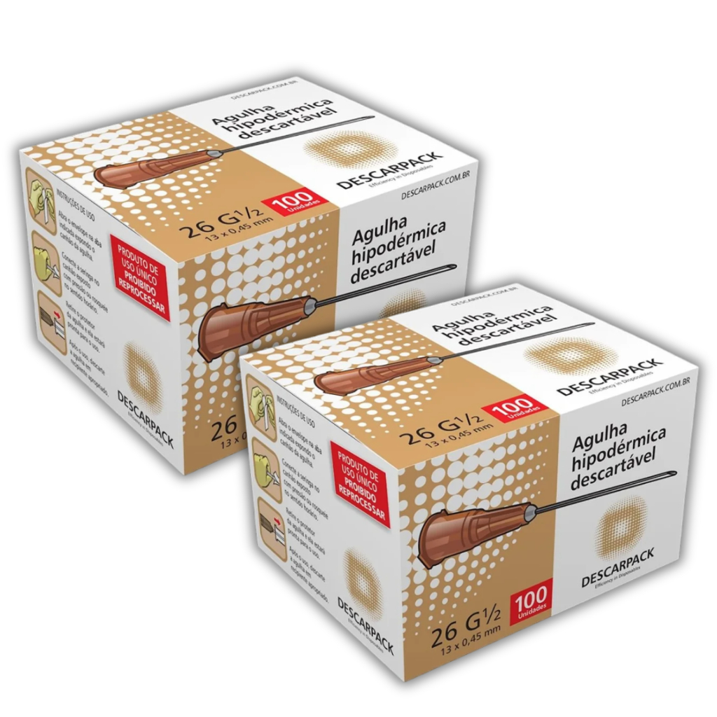 Agulha Hipodérmica Descarpack 13x0,45mm - Kit 200 unidades em Oferta na Shopee