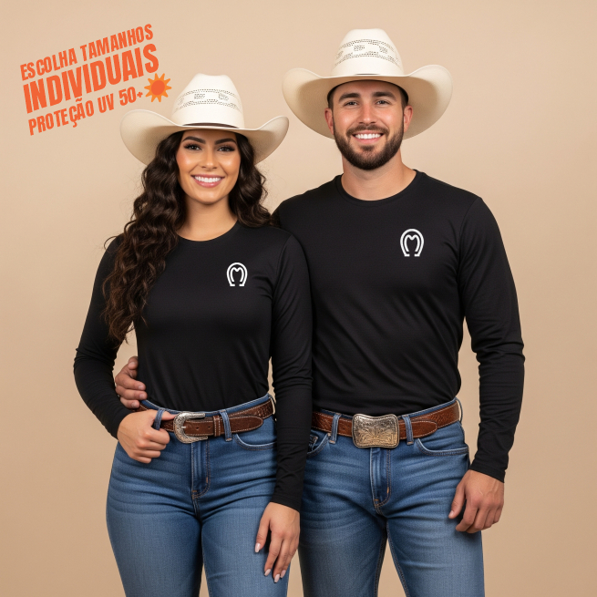 Conjunto 2 Blusas Térmicas UV Proteção Solar Fator 50fps Mangalarga Marchador Feminino e Masculino em Oferta na Shopee