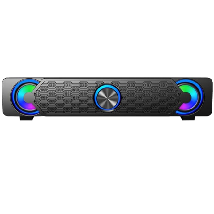SOUNDBAR GAMER ROUND LED RGB 7 CORES 2X3W USB E AUX LETRON