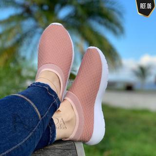 Tênis meia Feminino Confortável Sem Cadarço academia caminhada  casual