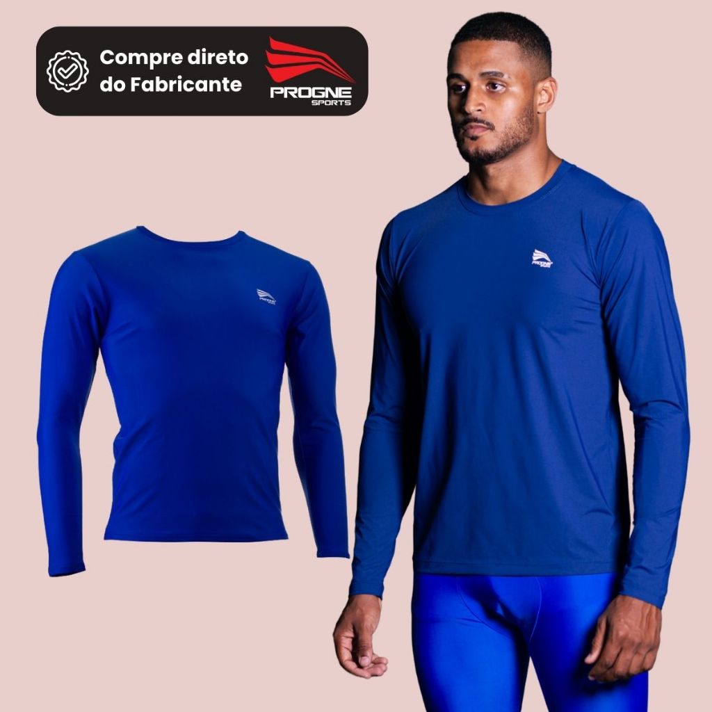 CAMISETA TÉRMICA PROTEÇÃO UV50+ MANGA LONGA ADULTO MASCULINA SEGUNDA PELE - PROGNE SPORTS