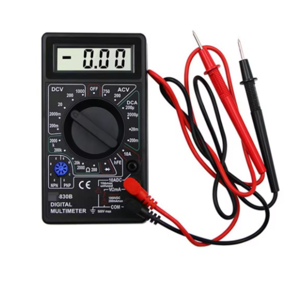 Multímetro Digital Portátil Display LCD Com Cabo Medidor de Voltagem Testador Elétrico Diodo e Transistor Continuidade
