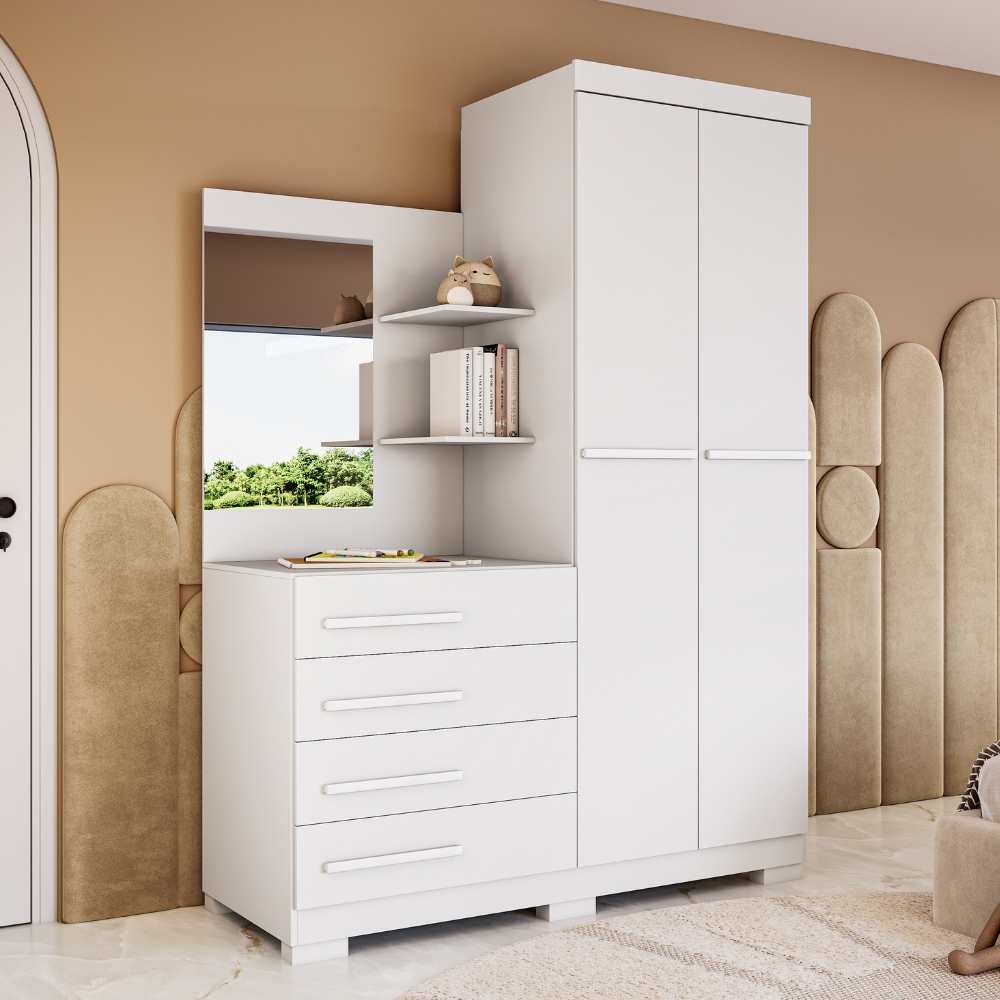 Guarda-Roupa 100 Mdf Solteiro com Espelho: Onde Comprar | BuscaProdutos