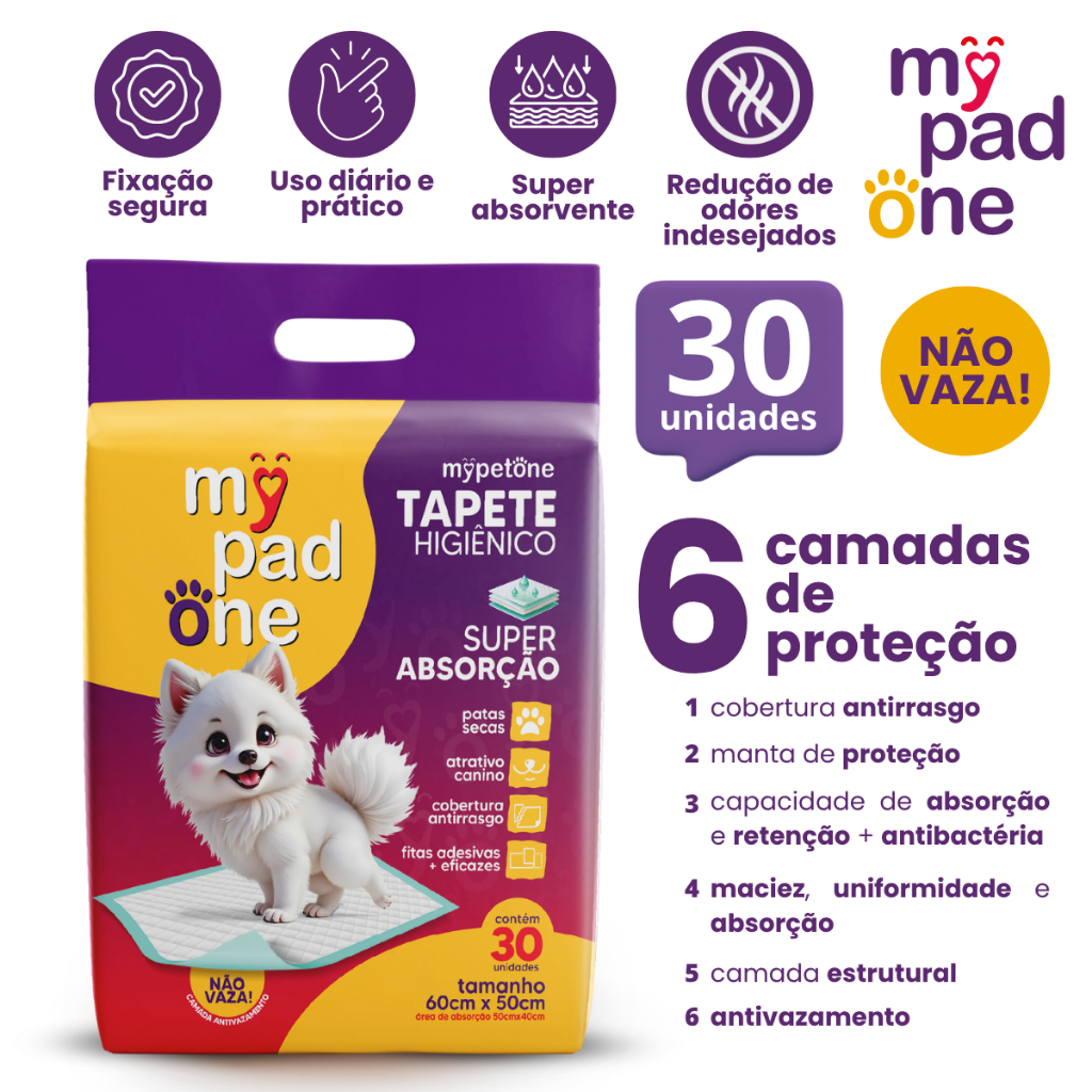 Tapete Higiênico 30 Unidades Premium My Pad One Slim 60x50 cm em Oferta na Shopee