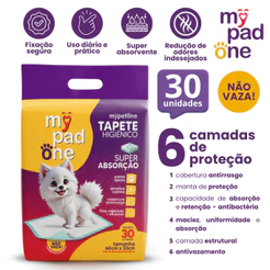 Tapete Higiênico Premium Slim para Caes MyPadOne 60x50 cm Ultra Absorção Envio Imediato - 30 Unidades