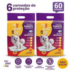 Kit 2 Tapete Higiênico Premium Slim para Caes MyPadOne 60x50 cm Ultra Absorção Envio Imediato - 60 Unidades