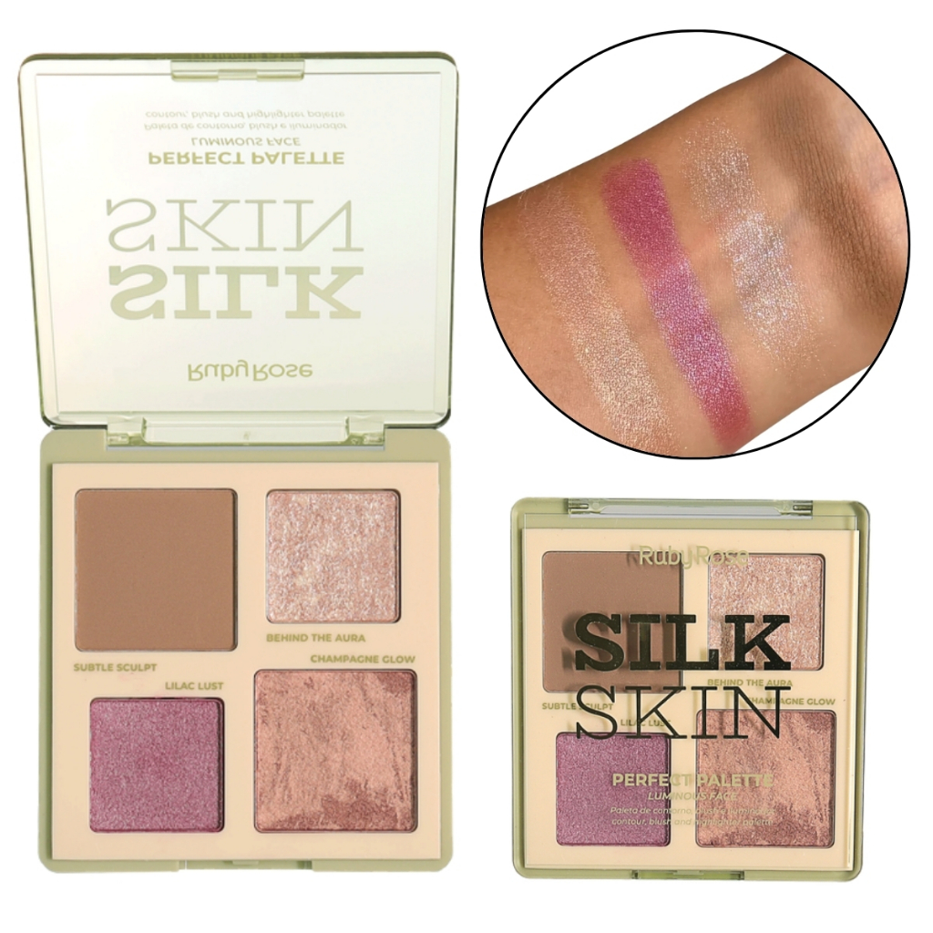 Paleta de Contorno, Blush e Iluminador Perfect Palette Silk Skin Ruby Rose em Oferta na Shopee