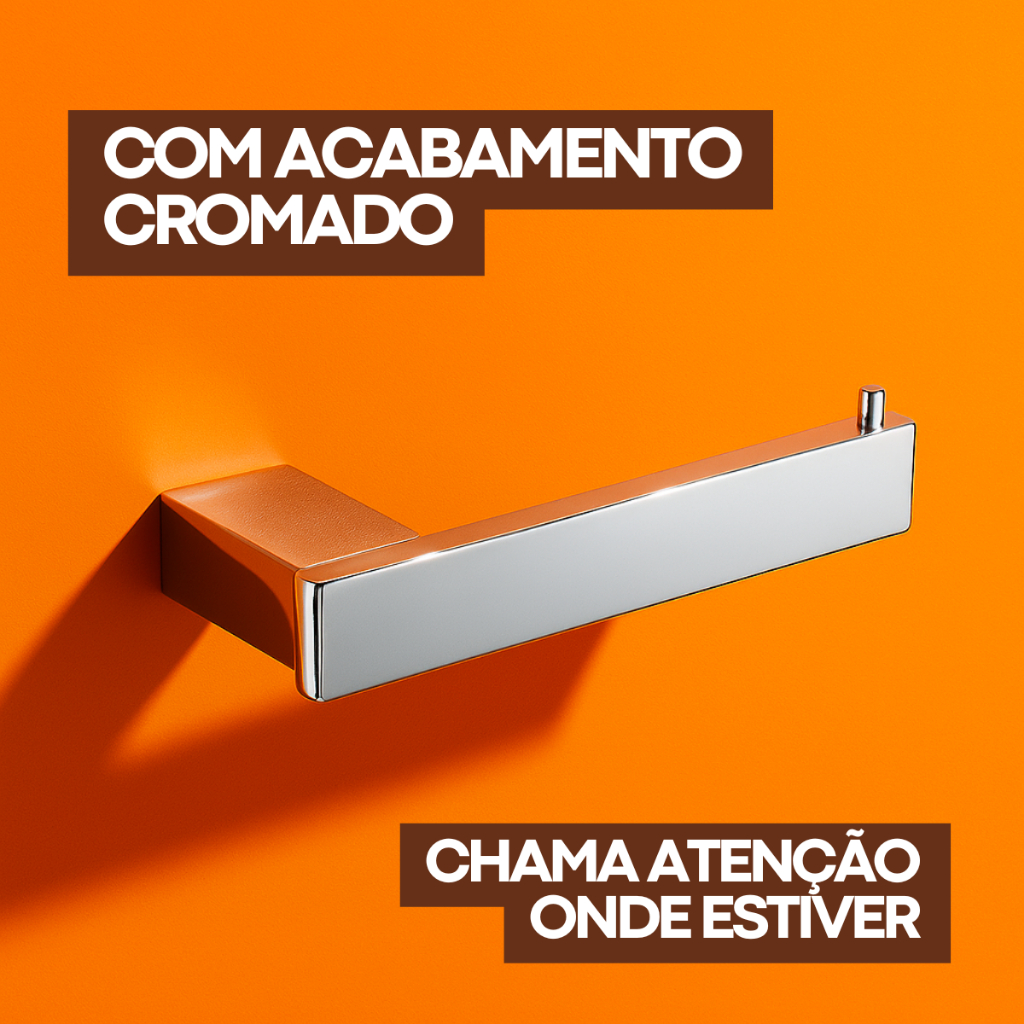 Kit Acessórios de Banheiro Quadrado Cromado Toalheiro Duplo de Casal Super Luxo Acabamento Premium · foto 2