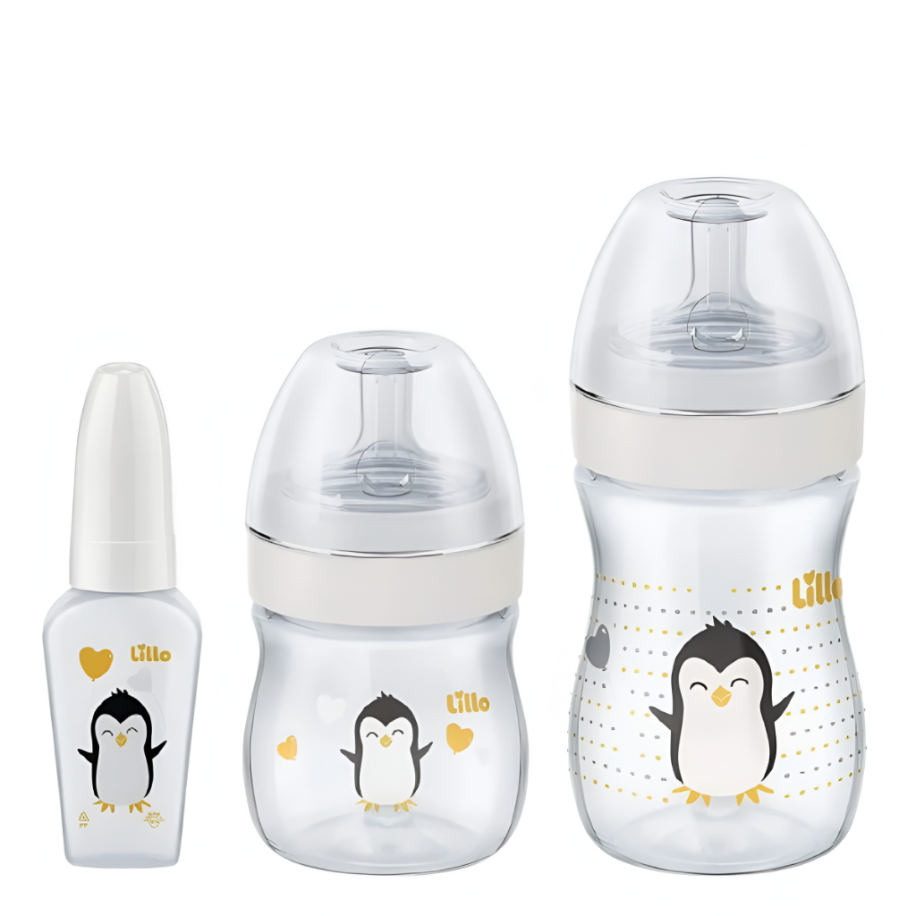Kit 3 Mamadeiras Evolution Primeiros Passos Chuquinha Lillo 50/150/240mL Tampa Antivazamento Neutro