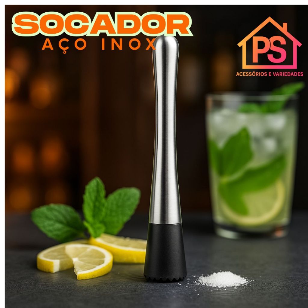 Kit Socador mais Dosador Inox  Profissional para Drinks e coquetéis