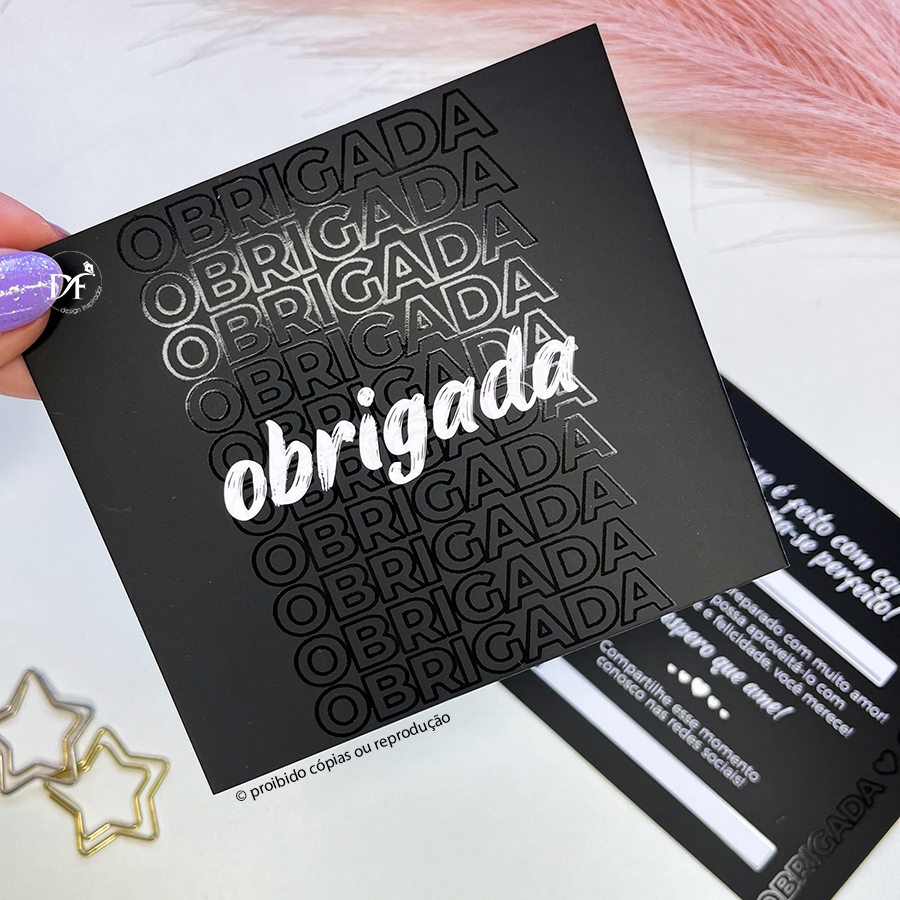 Postal de Agradecimento ao Cliente PRETO - Obrigada em Oferta na Shopee