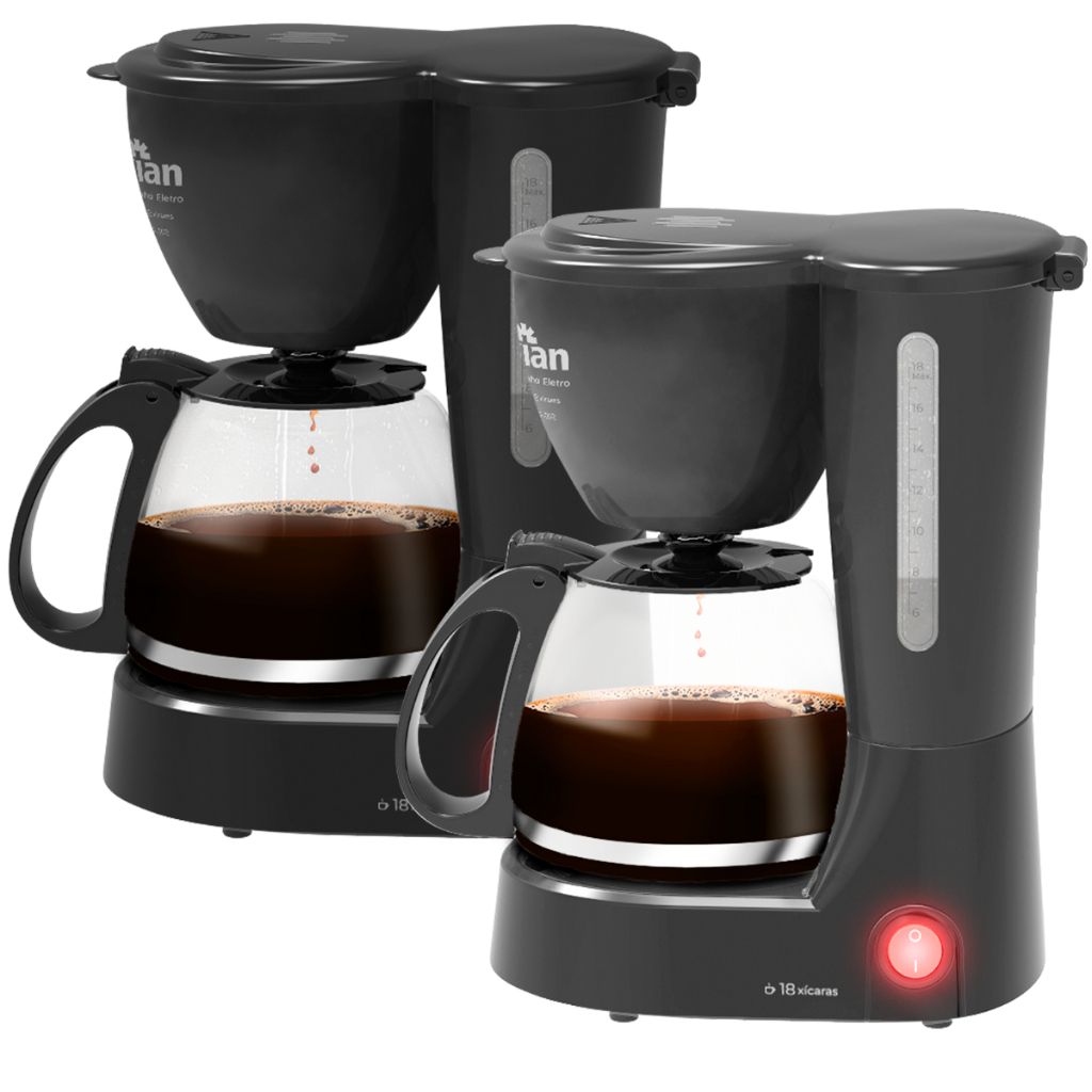 Cafeteira Elétrica Jarra De Vidro Café 18 Xicaras 600ml com Filtro Permanente Removível 650W - Kian