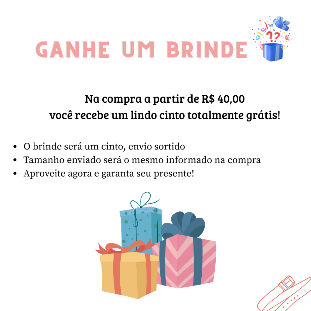 CINTO SORTIDO - BRINDE em Oferta na Shopee