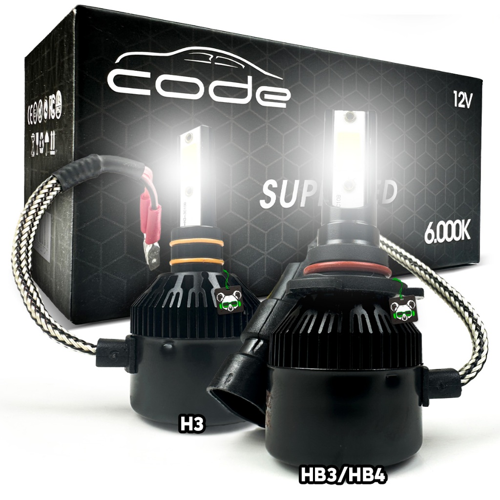 Kit Par Lâmpada Automotiva Super Led Code Encaixe HB3/HB4 H3 e H16