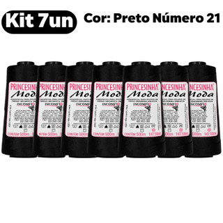 Kit 7 Cones Princesinha Moda Fina Preto 500m Polipropileno Incomfio Linha Tranças Crochê Artesanato