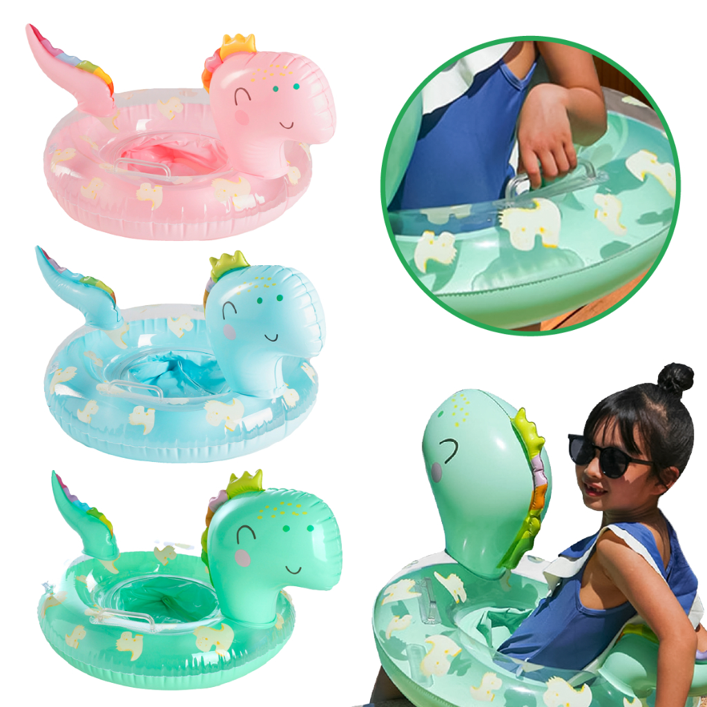 Boia Bote Seguro Dinossauro Inflável Bebe Piscina Praia Fralda Assento Criança Infantil Verão Pool Party