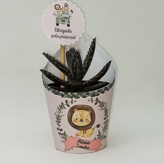 Lembrancinhas Para Aniversário infantil safari - Rótulo para Suculenta Tag Personalizado - Brinde