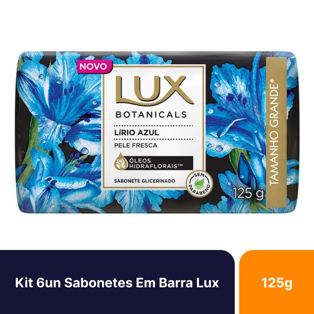 Kit 6un Sabonetes Em Barra Lux Lírio Azul 125g em Oferta na Shopee