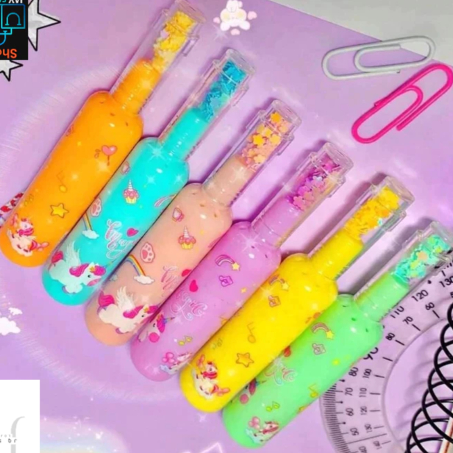 KIT COM 6 Marca Texto Unicórnio Garrafinha Glitter Colorido em Oferta na Shopee