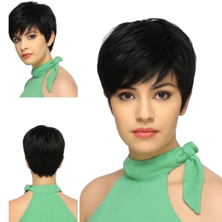 Wig Peruca Moderna Preta Curta Senhora Premium em Oferta na Shopee