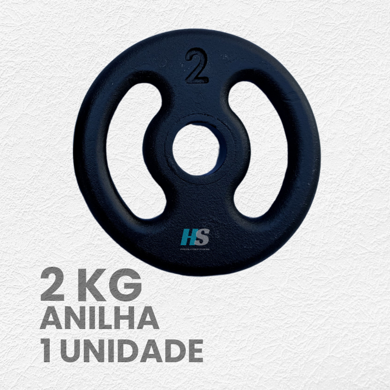 Anilha Emborrachada 2kg Academia Musculação Peso de Treino Funcional Exercício Fitness Casa 1 Unidad