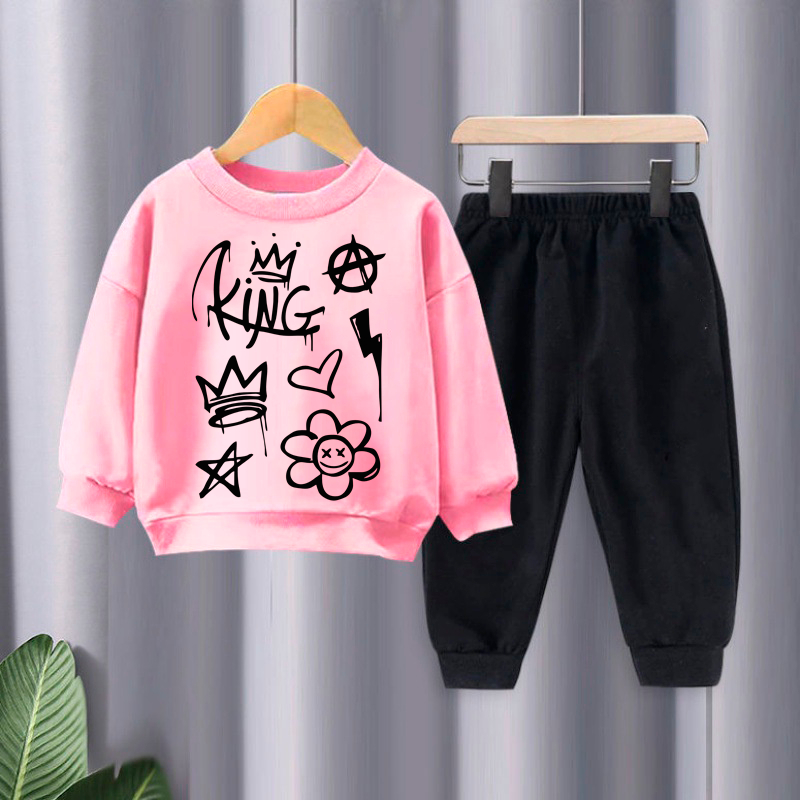 Conjunto Infantil Calça De Moletom Kit Conjunto Infantil Casaco Gola Careca Moletons Infantil