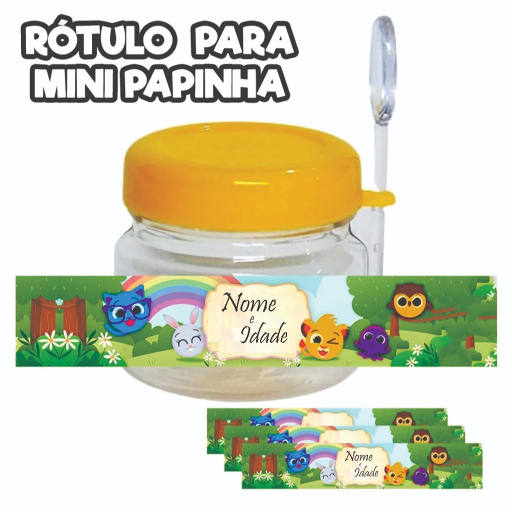 Rótulos Personalizados para Mini Papinhas Adesivos à Prova d'Água Ideal p/ Festas e Lembrancinhas