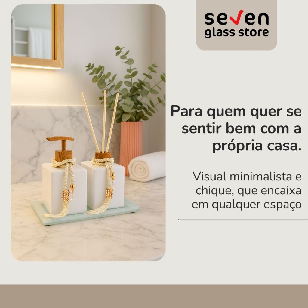 Kit Lavabo Vidro Luxo Com Bandeja Decorativa E Frascos 250ml Banheiro Lavabo — imagem 2 de 2