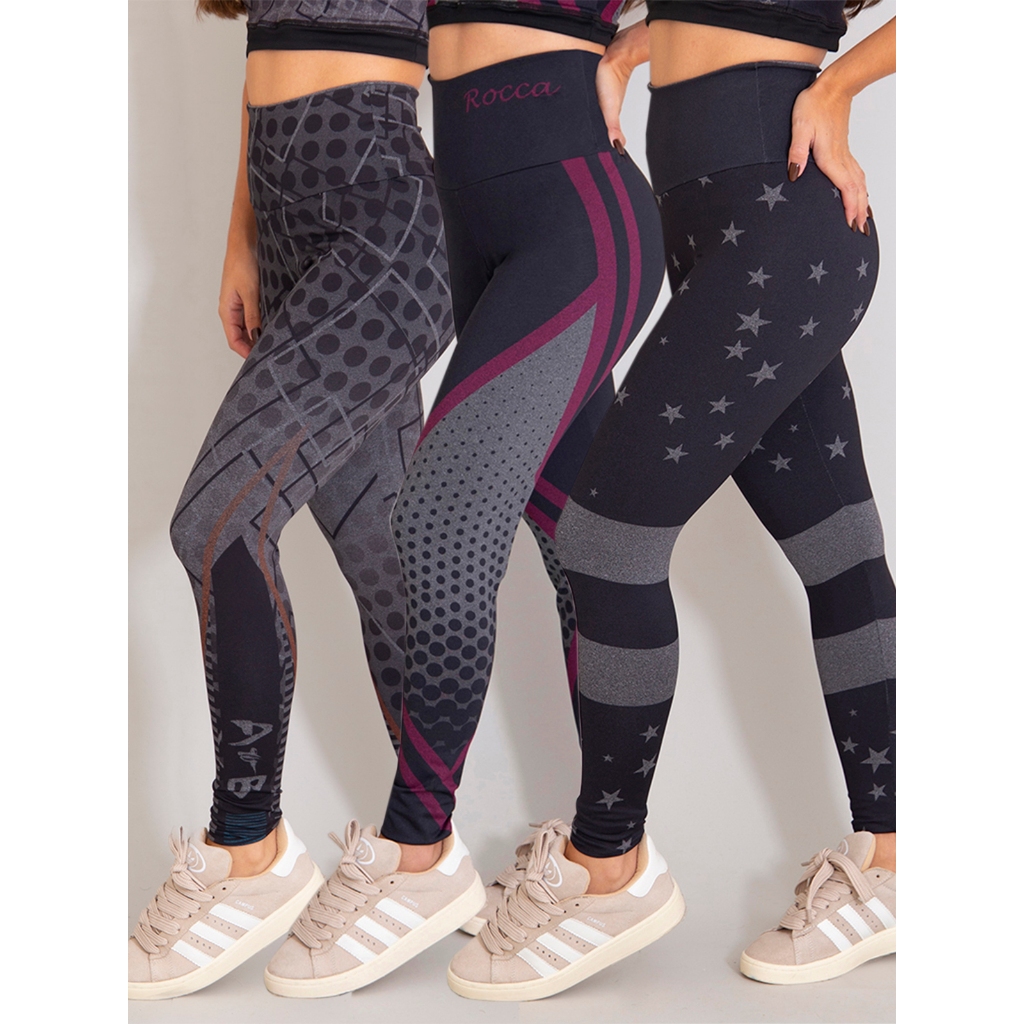 Kit 3 Leggings Sublimadas Suplex Grosso sem Transparência em Oferta na Shopee