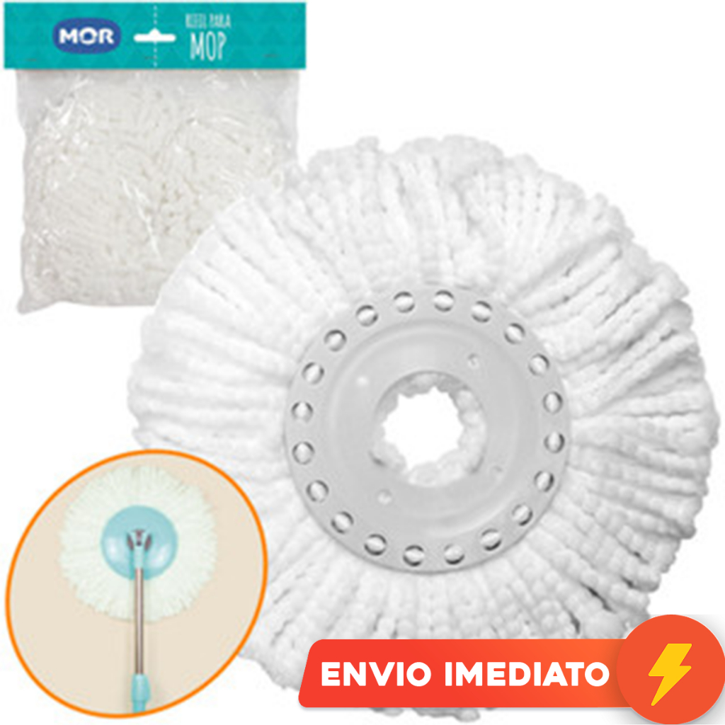 Refil Microfibra Esfregão Mop Giratório 16 Cm Mor Mico Fibra Cor Branco